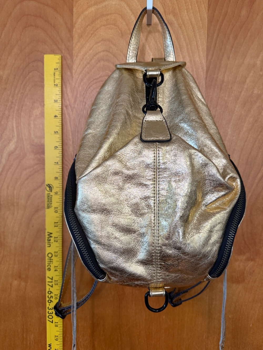 Rebecca Minkoff Metallic Gold Leather Backpack - Picture 2 of 11